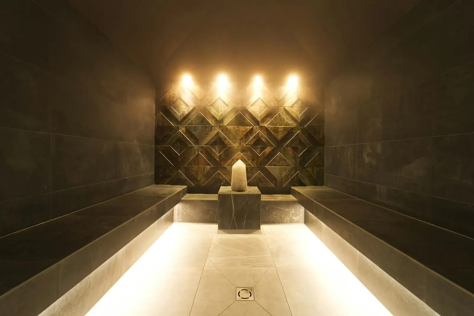 Candlelit indoor plunge pool