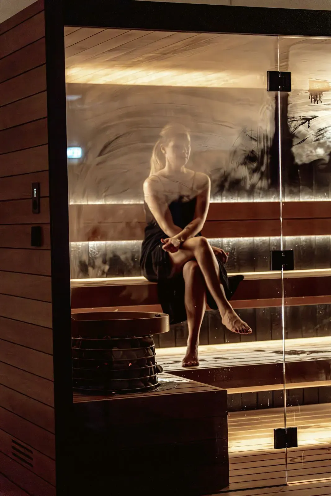 Cedar treatment room with warm lighting