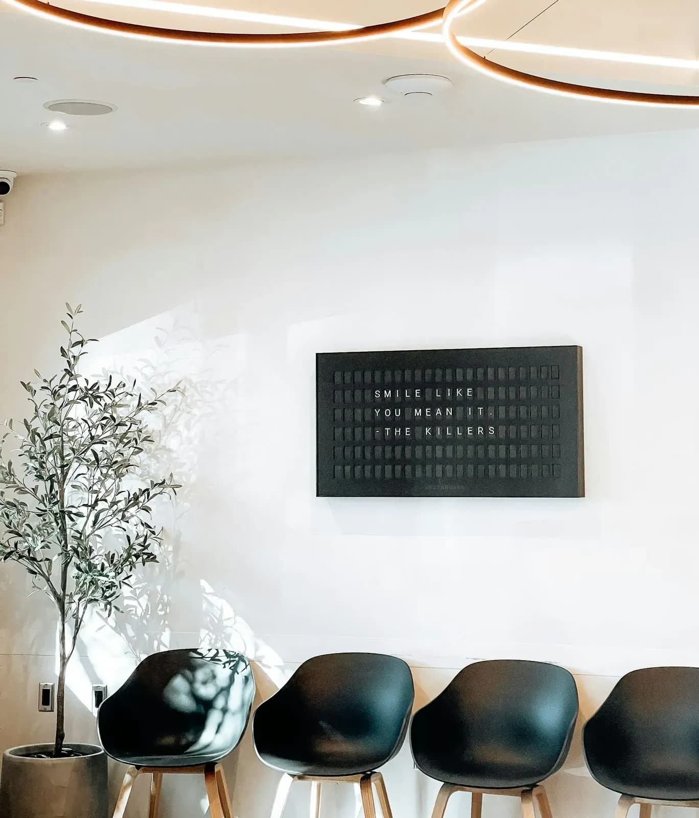Waiting area with planted corner
